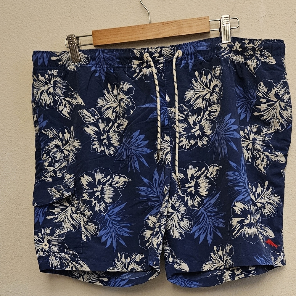 Navy Floral Print Shorts